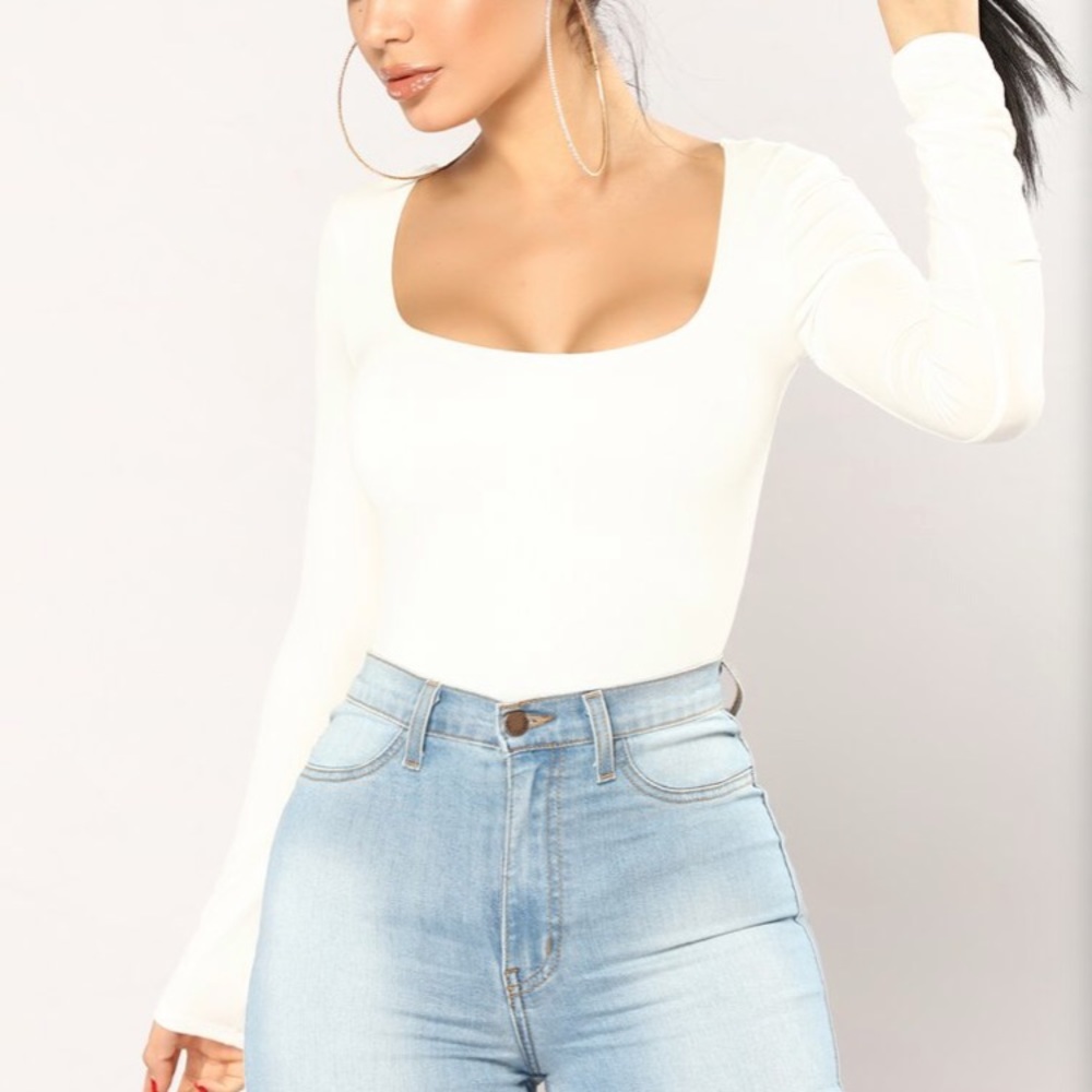 Square White Long Sleeve Bodysuit